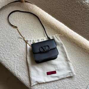 Valentino VLogo Black Leather Crossbody